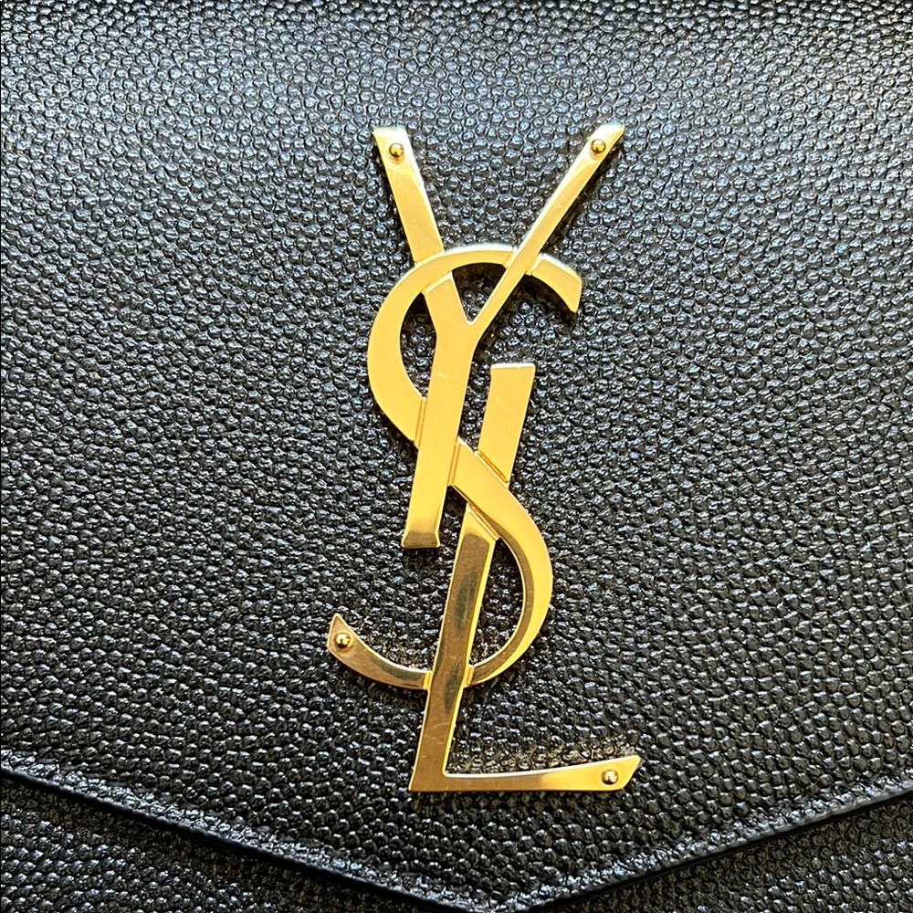 Saint Laurent Black Clutch Wallet with Gold Logo - Picture 2 of 7
